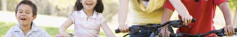 family on bikes