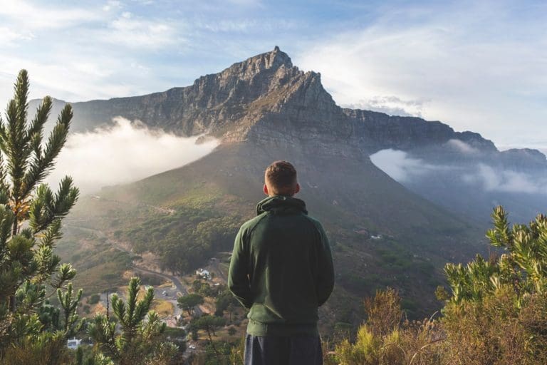 hiking a mountain