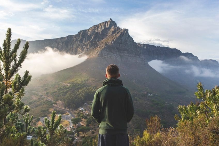 hiking a mountain