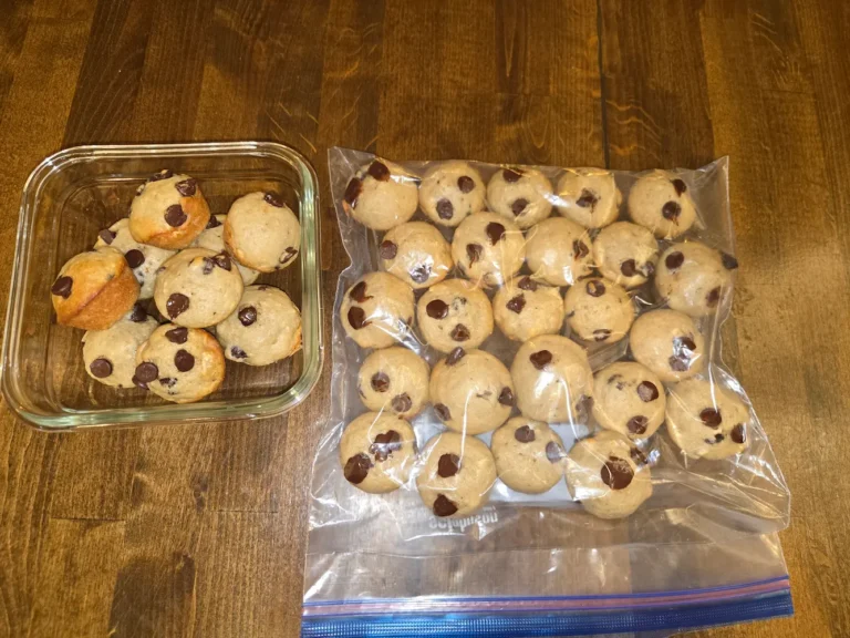 Plate and bag of mini chocolate‑chip muffins